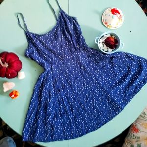 Star Print Skater Dress with Lace-Up Back